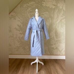 LIGHT BLUE QUILTED SPRING COAT MEDIUM SIZE MINIMALIST CHIC STYLE